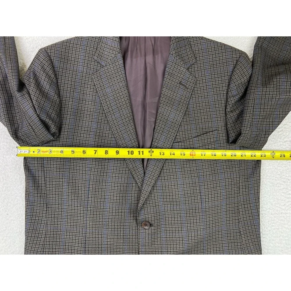Ermenegildo Zegna Mens 46R Gray Plaid Wool Tweed Sport Coat Blazer EU 56R